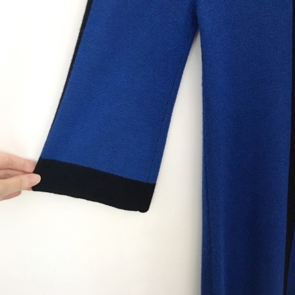 Alice + Olivia Royal Blue Knit Shift Dress Black Trim Viscose Wool Blend XS - Picture 5 of 7